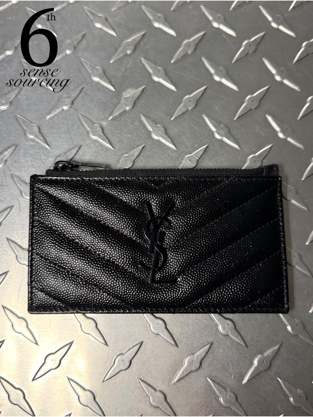 Saint Laurent Ysl Monogramme Zip Card Holder Wallet In Black